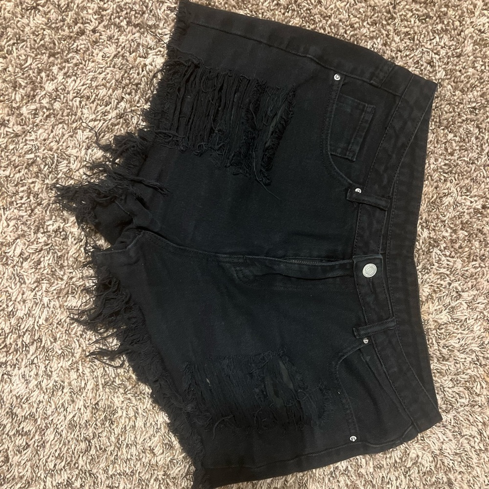 Black denim shorts